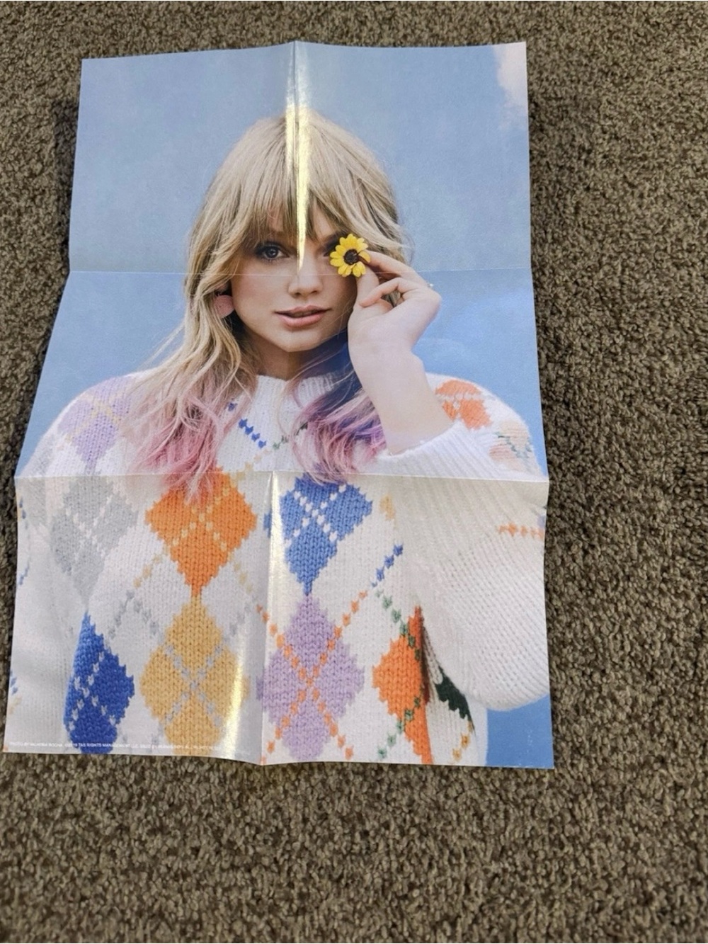 Cream Argyle Sweater Poster with Multicolor Poster
